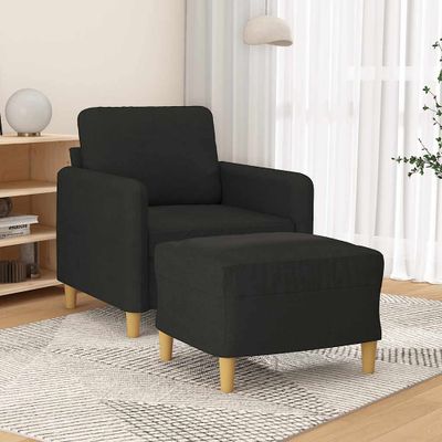 vidaXL Kreslo s podnožkou čierne 60 cm látkové