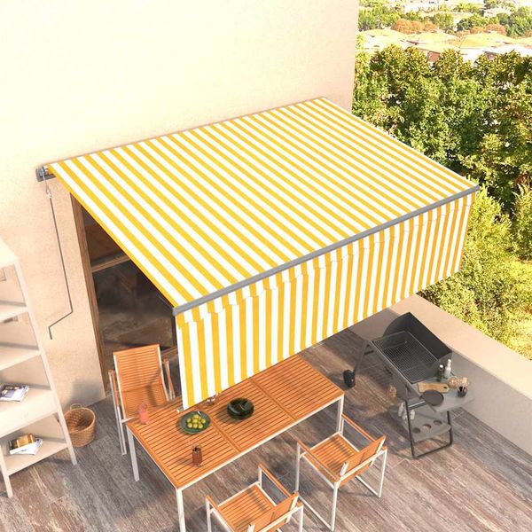 vidaXL Automatická markíza s tienidlom 4x3m žlto-biela