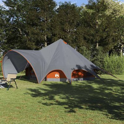 vidaXL Teepee stan pre 9 osôb Šedá a oranžová 502 x 502 x 297 cm