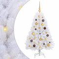 vidaXL Umelý Sklápací Vianočný Stromček LED Biela 68 x 68 x 120 cm