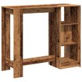 vidaXL Barový stôl s policami staré drevo 124x46x103,5cm kompoz. drevo