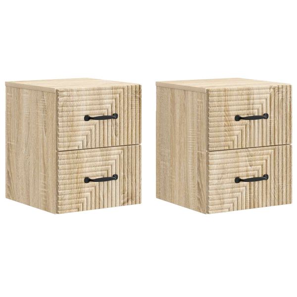 vidaXL Nástenná nočná skrinka 2 pcs Dub sonoma 34,5 x 33 x 40 cm
