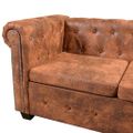 vidaXL Rohová pohovka Chesterfield, 5-miestna, umelá koža, hnedá