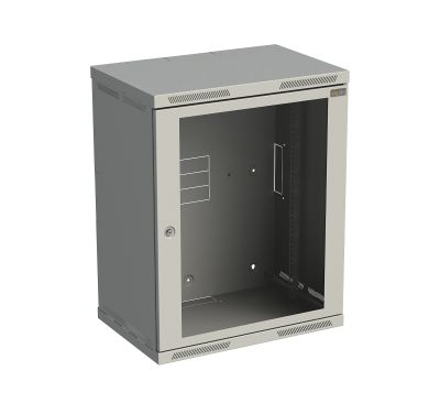 Rozvádzač nástenný SENSA 15U 400 mm, dvere sklo, RAL 7035, SENSA-15U-64-11-G