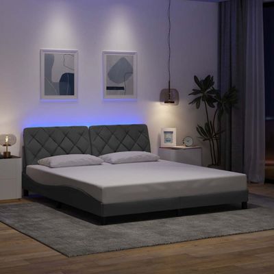 vidaXL Rám postele s LED bez matraca bledosivý 180x200 cm látka