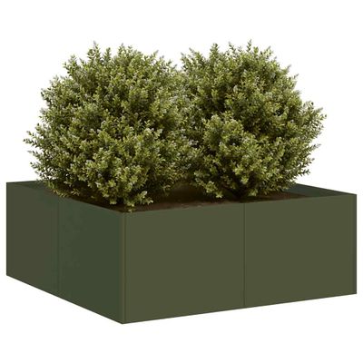 vidaXL Kvetináč olivovozelený 80x80x30 cm oceľ