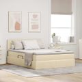 vidaXL Postel s úložným prostorem a matrací Krémová 140 x 190 cm Zamat