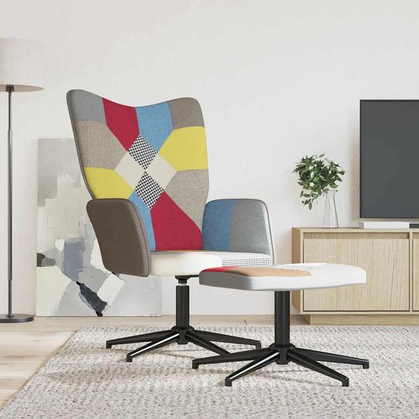 vidaXL Relaxačné kreslo s podnožkou patchwork látka