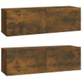 vidaXL Nástenné TV skrinky 2ks dymový dub 100x30x30cm spracované drevo