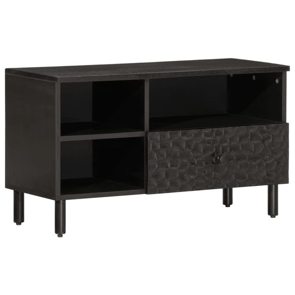 vidaXL TV skrinka, čierna 80x33x46 cm, mangový masív
