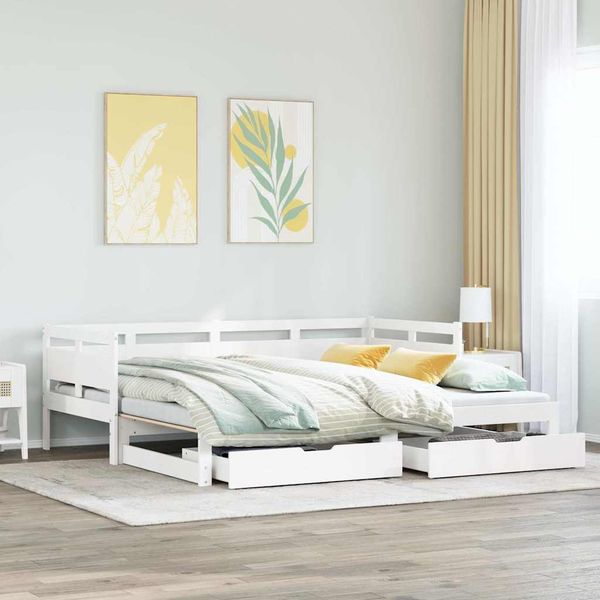 vidaXL Rozkladacia denná posteľ s matracmi bez matraca biela 90x190 cm