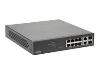 Prepínač - riadený - 8 x 10/100/1000 (PoE+) + 2 x combo Gigabit SFP (uplink) - desktop, Možnosť montáže do rozvádzača - PoE+ (130 W) - pre AXIS A1610, C1410, D3110, M3067, M3068, P1385, P1455, W400; Camera Station S1216, S1232