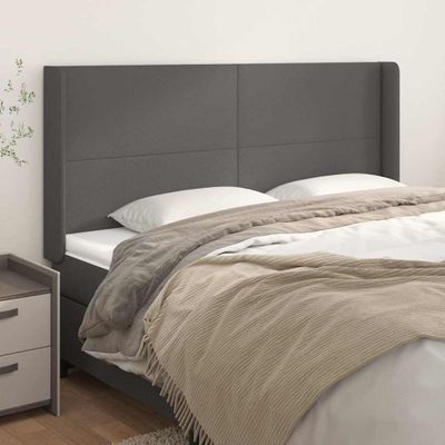 vidaXL Čelo postele so záhybmi sivé 203x16x118/128 cm umelá koža