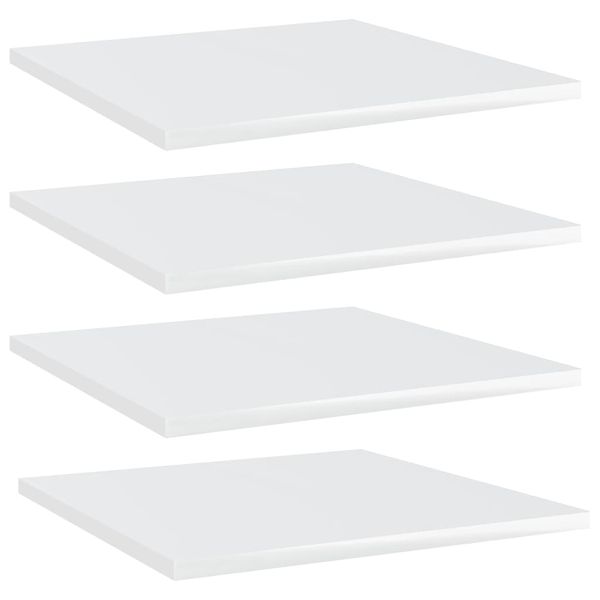 vidaXL Prídavné police 4ks, lesklé biele 40x40x1,5cm, kompozitné drevo