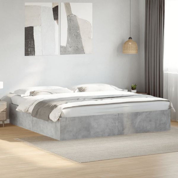 vidaXL Posteľný rám betónový sivý 200x200 cm kompozitné drevo