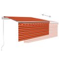 vidaXL Automatická markíza tienidlo&LED&senzor vetra oranžovo-hnedá