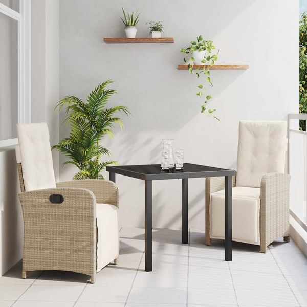 vidaXL Záhradný jedálenský set s vankúšom 3 pcs Béžová polyratan