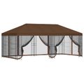 vidaXL Altánok so stenami 6 x 3 m Hnedá Polyester a oceľ 190 gsm