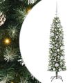 vidaXL Umelý chudý vianočný strom Zelená a biela 120 cm