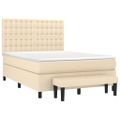 vidaXL Boxspring posteľ s matracom krémový 140x190 cm látka
