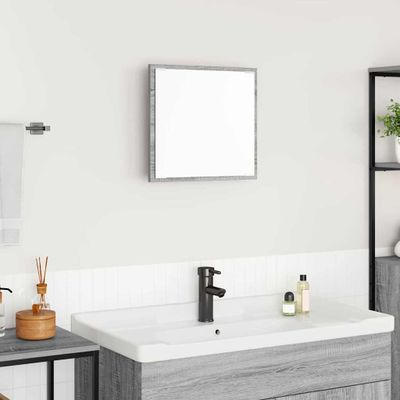 vidaXL Zrkadlo do kúpeľne s LED Nástenný Sivý Sonoma 40 x 37 x 8.5 cm