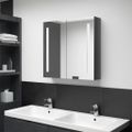 vidaXL LED kúpeľňová zrkadlová skrinka žiarivá sivá 62x14x60 cm