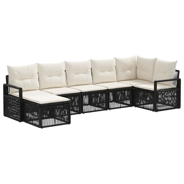 vidaXL Súprava záhradných pohoviek 7 pcs Čierna polyratan