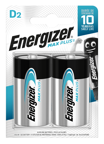 Energizer Max Plus veľký monočlánok D E95/LR20 BP2 alkalické batérie 2ks 7638900423358