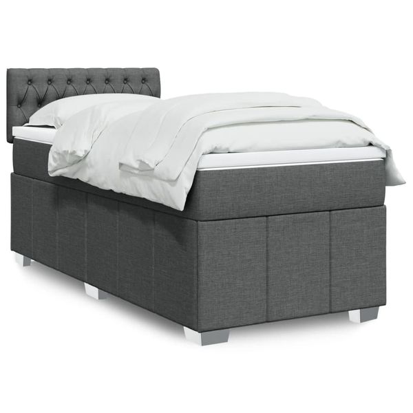 vidaXL Posteľný rám boxsping s matracom tmavosivý 80x200 cm látka