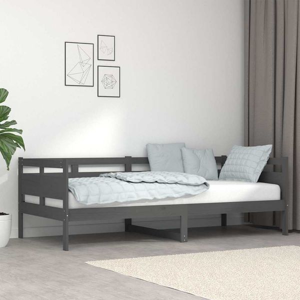 vidaXL Denná posteľ sivá masívna borovica 90x200 cm