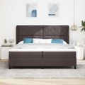 vidaXL Posteľ s pružinovým rámom Tmavo hnedá 200 x 200 cm látka