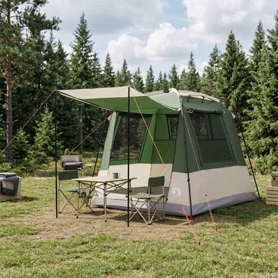 vidaXL Párty stan Zelená Pre 4 osoby 185T Polyester s PU náterom