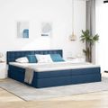 vidaXL Postel s úložným prostorem a matrací Modrá 200 x 200 cm Zamat