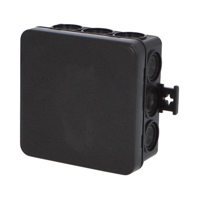 Krabica F12 čierna - MiniBOX IP55 rozbočovacia, s naklapávacím viečkom, 85x85x40mm