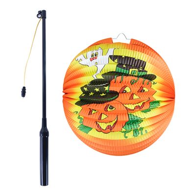 Lampión Halloween veselá tekvica 25 cm so svietiacou paličkou 40 cm