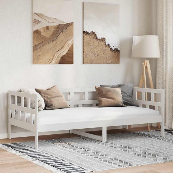 vidaXL Denná posteľ biela masívna borovica 90x200 cm