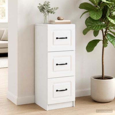 vidaXL Zásuvkový kabinet Biela 33 x 34,5 x 87 cm Kompozitné drevo
