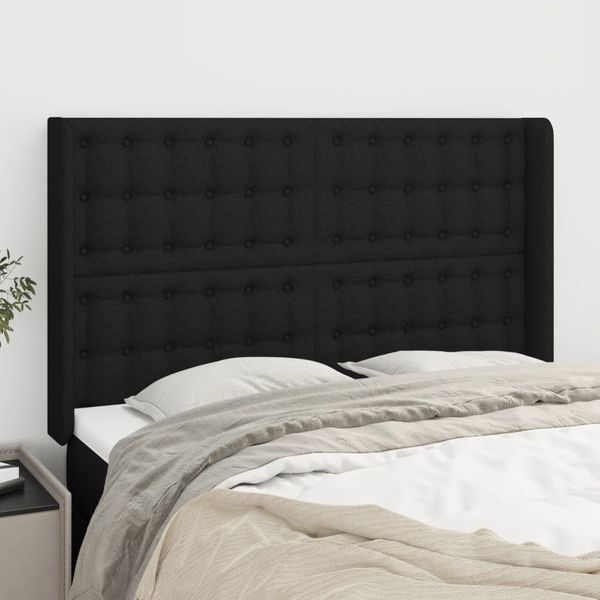 vidaXL Čelo postele so záhybmi čierne 147x16x118/128 cm látka