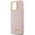 Guess Case for iPhone 15 Pro 6.1" GUHCP15LSMBSLP Pink HC SILICONE SCRIPT METAL LOGO & FRAME
