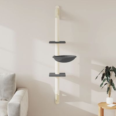 vidaXL Nástenné škrabadlo pre mačky tmavosivé 142,5 cm