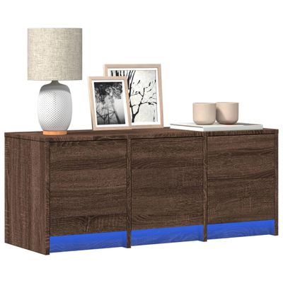 vidaXL TV stolík s LED hnedý dub 97x34x40 cm kompozitné drevo
