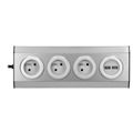 ORNO VIRONE FS-4 Povrchová rohová zásuvka 3x 230V, 2xUSB, 1,5m kábel, nerez