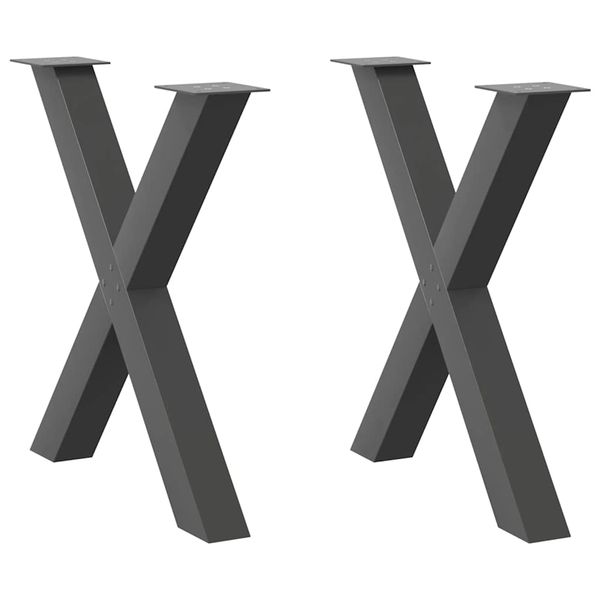 vidaXL Nohy k jedálenskému stolu v tvare X, 2 ks, antracitové, 70 x (72-73) cm, oceľ