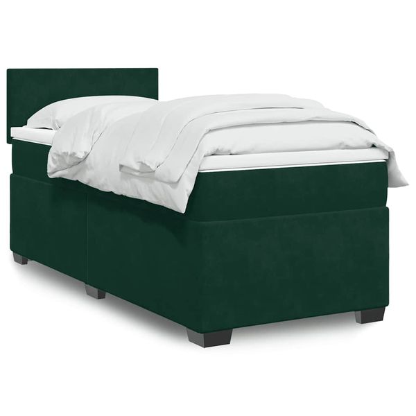 vidaXL Posteľný rám boxsping s matracom tmavozelený 80x200 cm zamat
