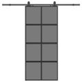 vidaXL Posuvné dvere s kovaním čierne 90x205 cm tvrdené sklo