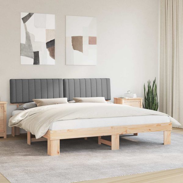 vidaXL Rám postele s čalúneným čelom Svetlosivá 200 x 200 cm