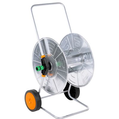 vidaXL Vozík s hadicovým bubnom pre 110 m 1/2" / 80 m 3/4" hadicu oceľ