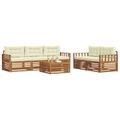 vidaXL Záhradná súprava gaučov 6 ks Prírodná a krémová