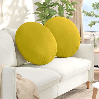 vidaXL Vankúše na sedenie 2 pcs Žltá Ø 80 x 29 cm Zamat