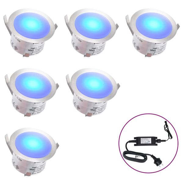 vidaXL Podlahové LED svetlá 6 ks, modré